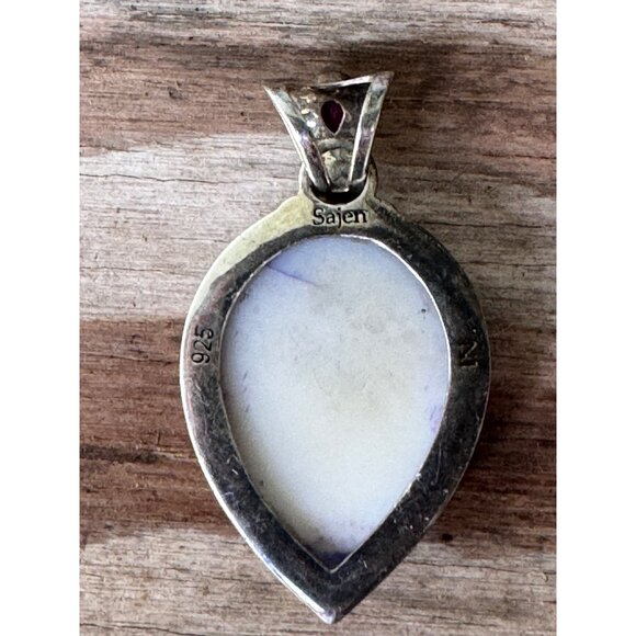 Sterling Silver Teardrop Druzy  Amethyst Pendant Sajen 925 - Picture 4 of 8